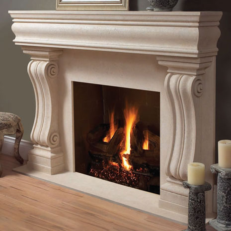 1106.11.538 Cast stone fireplace mantel