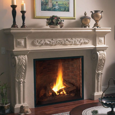 1145.534 Cast stone fireplace mantel