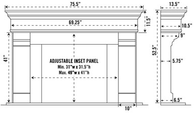 1110.556 stone fireplace mantel spec sheet